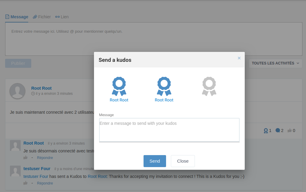 Comment ajouter un message personnalisé associé aux kudos envoyés